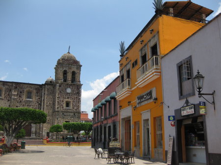 Hotels and restaurants can be found in The Plaza in Tequila, just across the street from Mundo Cuervo.